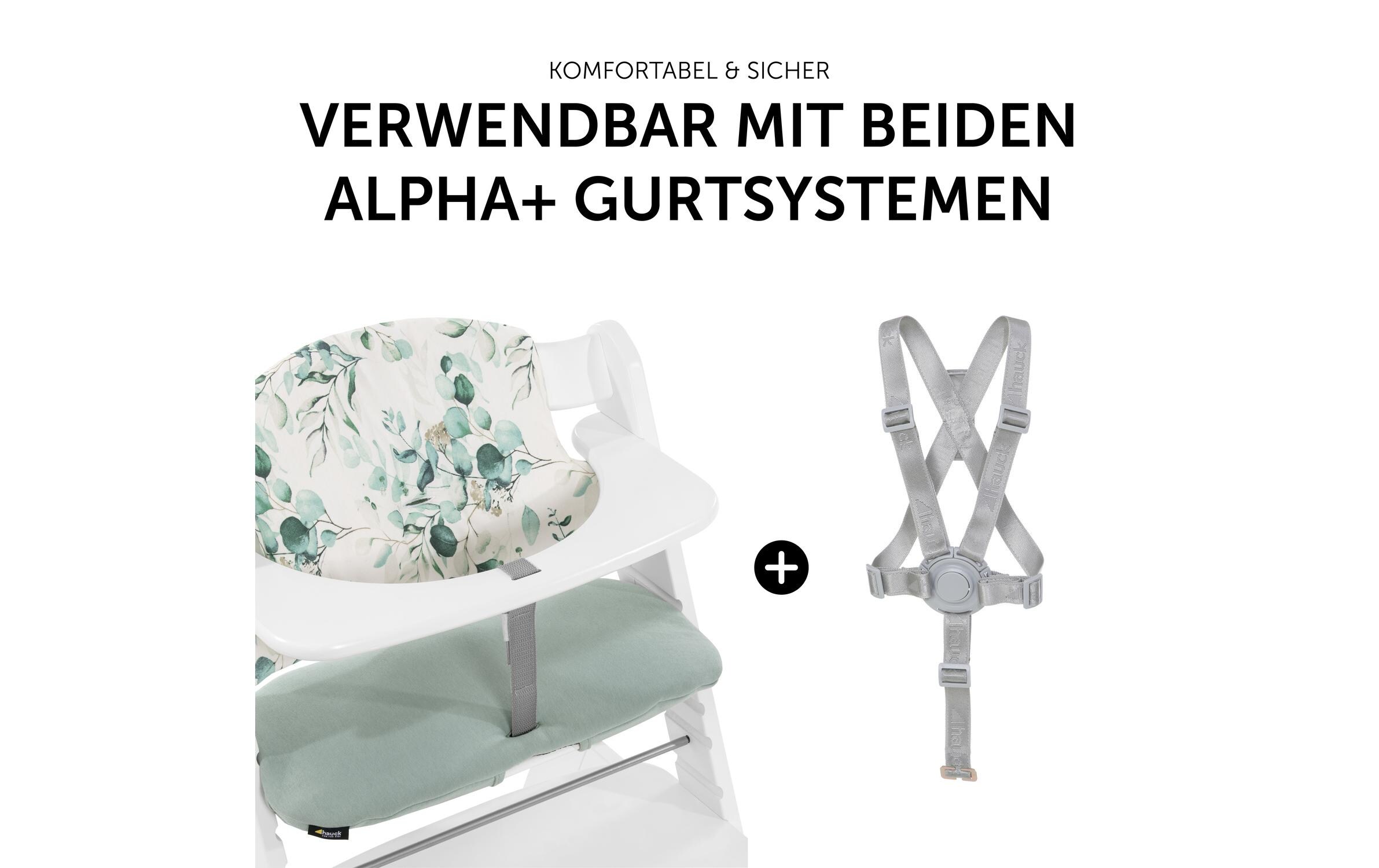 Sitzkissen Select Jersey Leaves Mint zu Alpha+Hochwertige Hochstuhlauflage