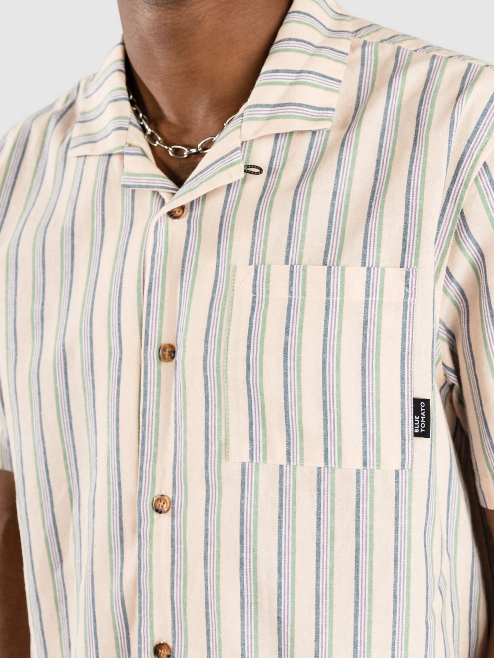Blue Tomato Striped Linen Shirt bone