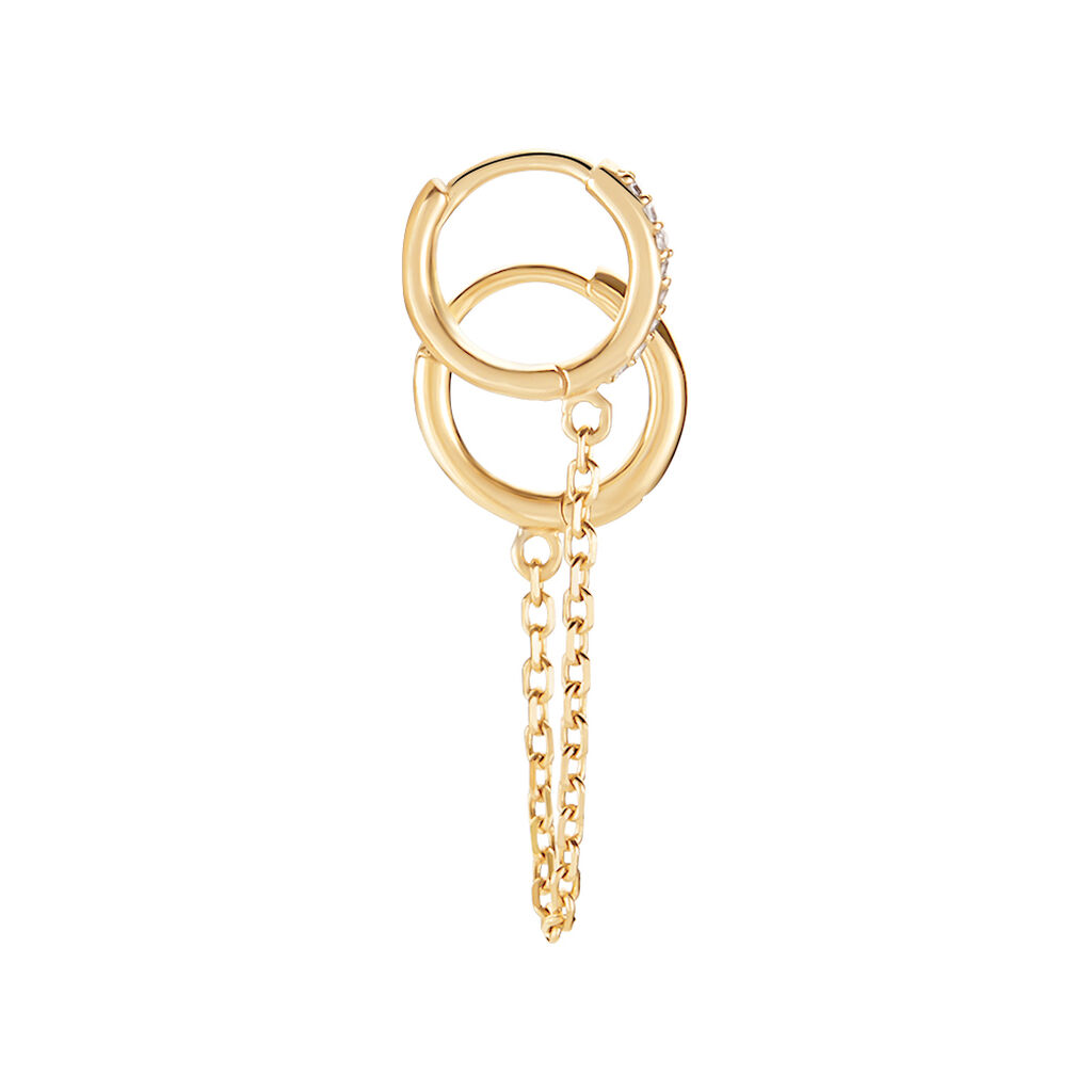 Boucle D'oreille Unitaire Plaqué Or Thed Oxydes De Zirconium