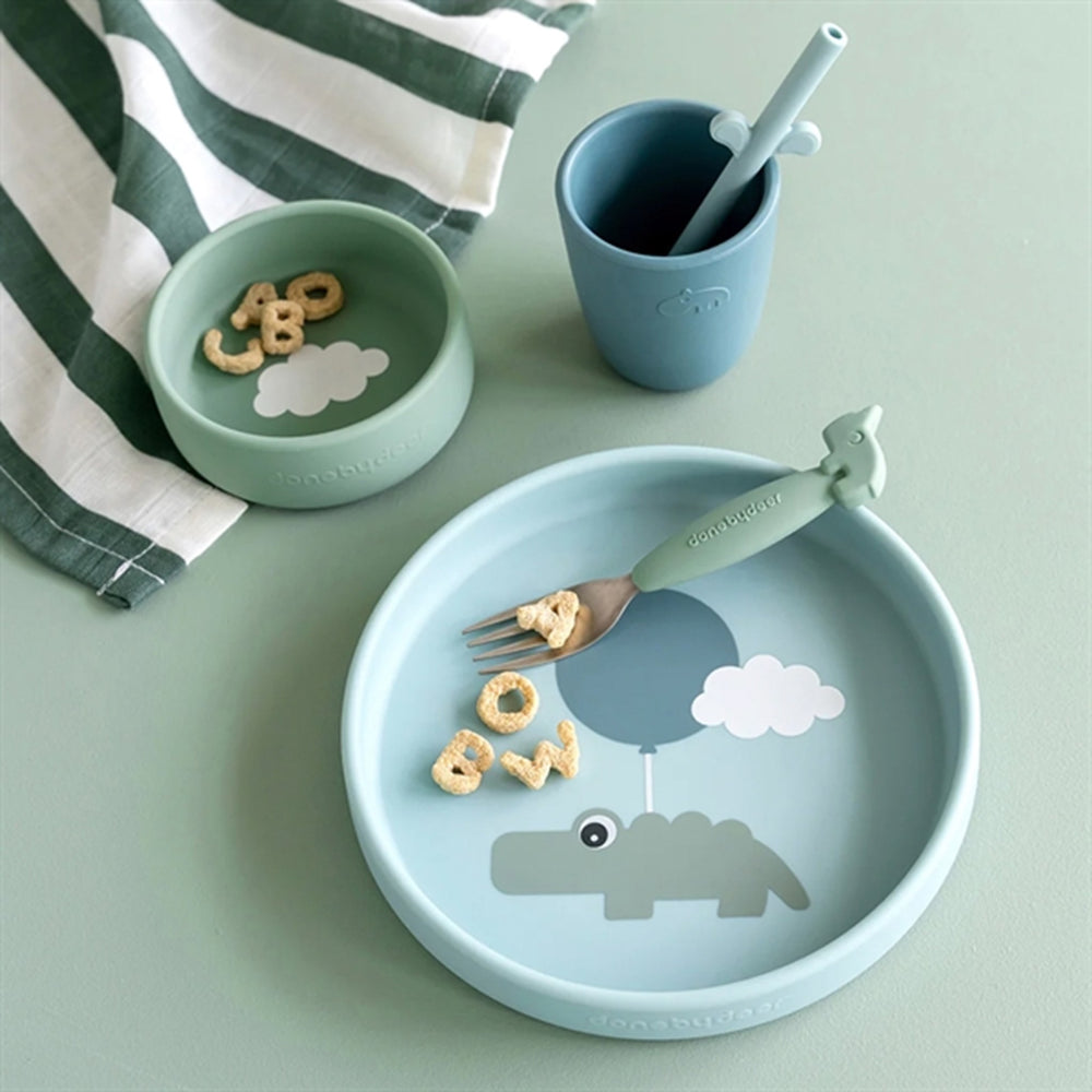 Done by Deer Silikone Spisesæt Happy Clouds Blue