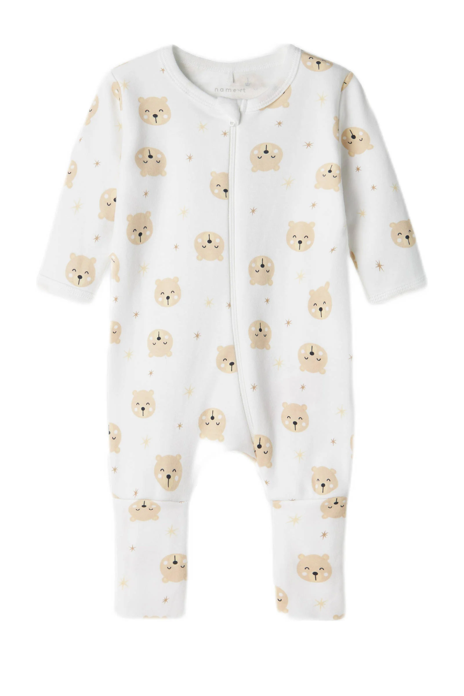 NAME IT baby pyjama met all over print - set van 2 zand/wit