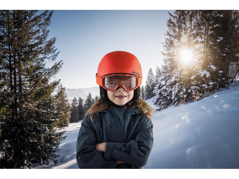 alpina Helm Pizi Neon/Orange Matt, 46 cm - 51 cm Skihelm für Kinder