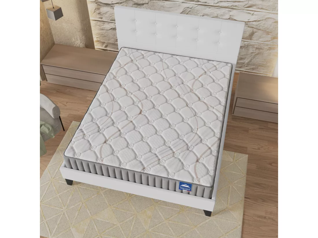Ensemble Matelas + Lit Avec Tête De Lit 160x200 Cm, Sirius 16cm D’épaisseur Latex Naturel