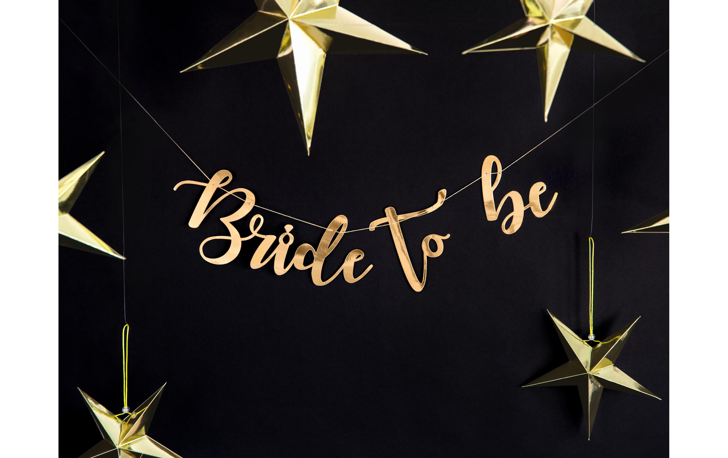 Girlande Bride to be 80 x 19 cm, GoldFahnen zum Aufhängen, als Dekoration für die Verlobung, den Polterabend oder die Hochzeitsfeier