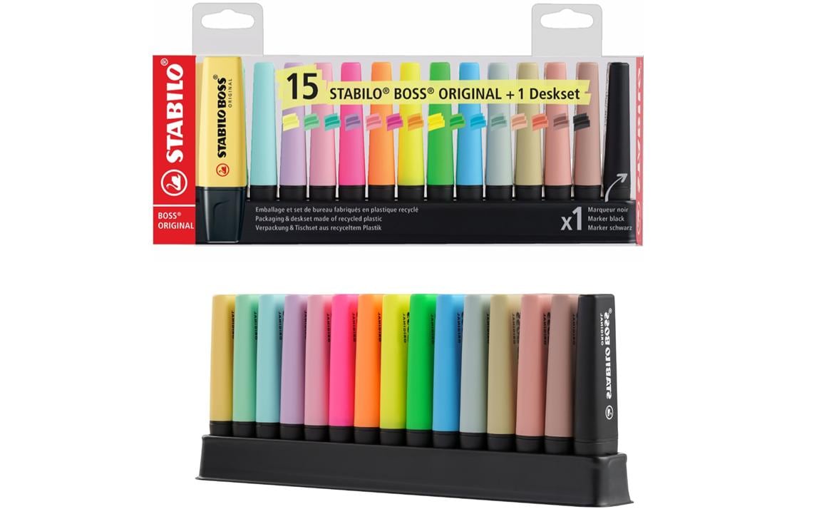 Textmarker Boss Original Pastel meets Nature Colors15er Tischset