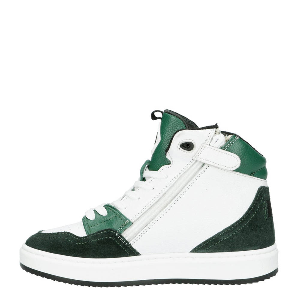Hip leren sneakers groen/wit