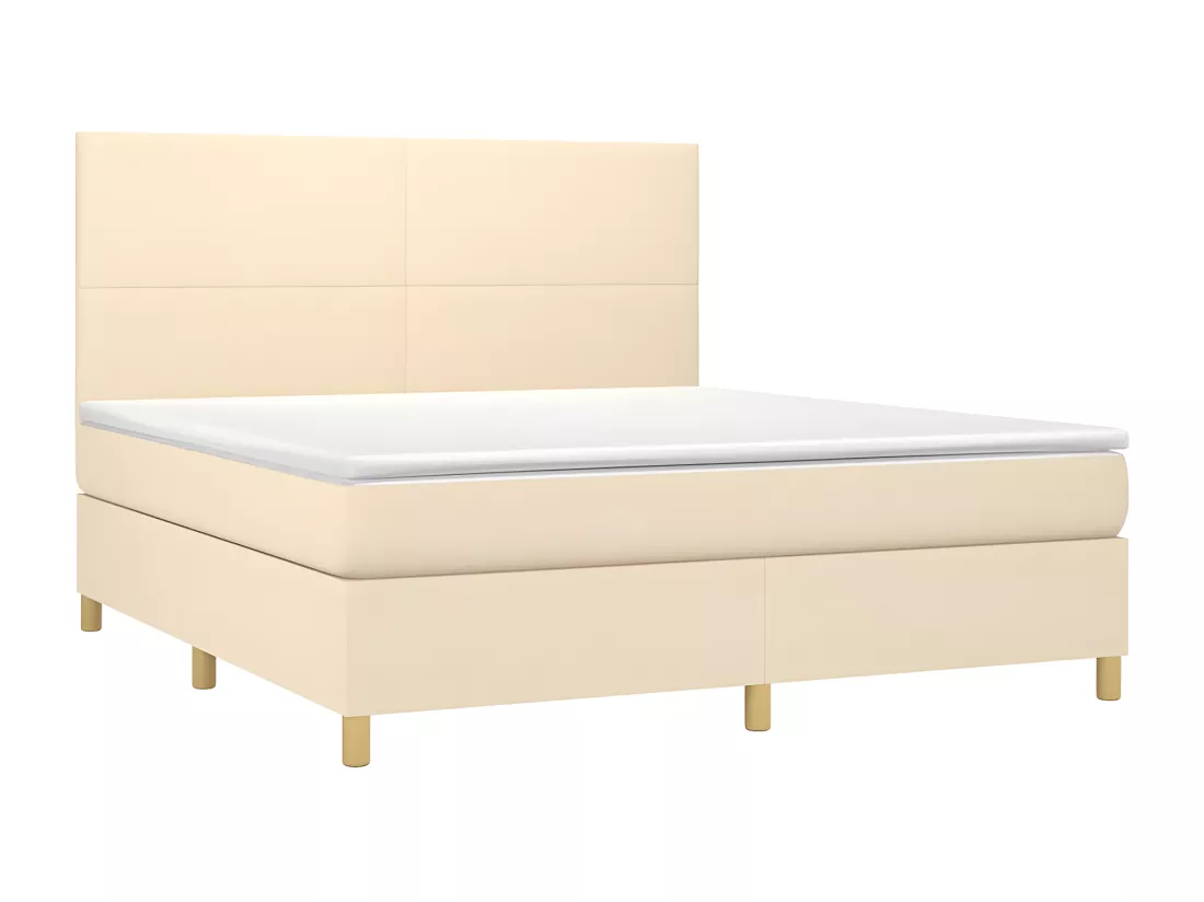 Sommier tapissier avec matelas et LED Crème 160x200 cm Tissu