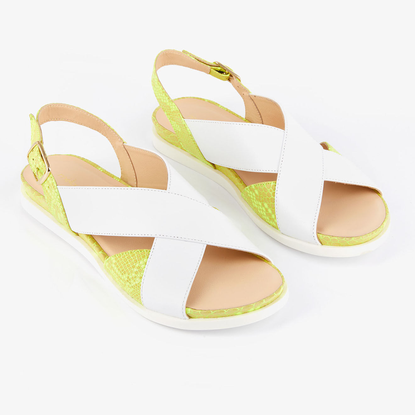 Mellow Yellow Sandales en Cuir Hooba blanches