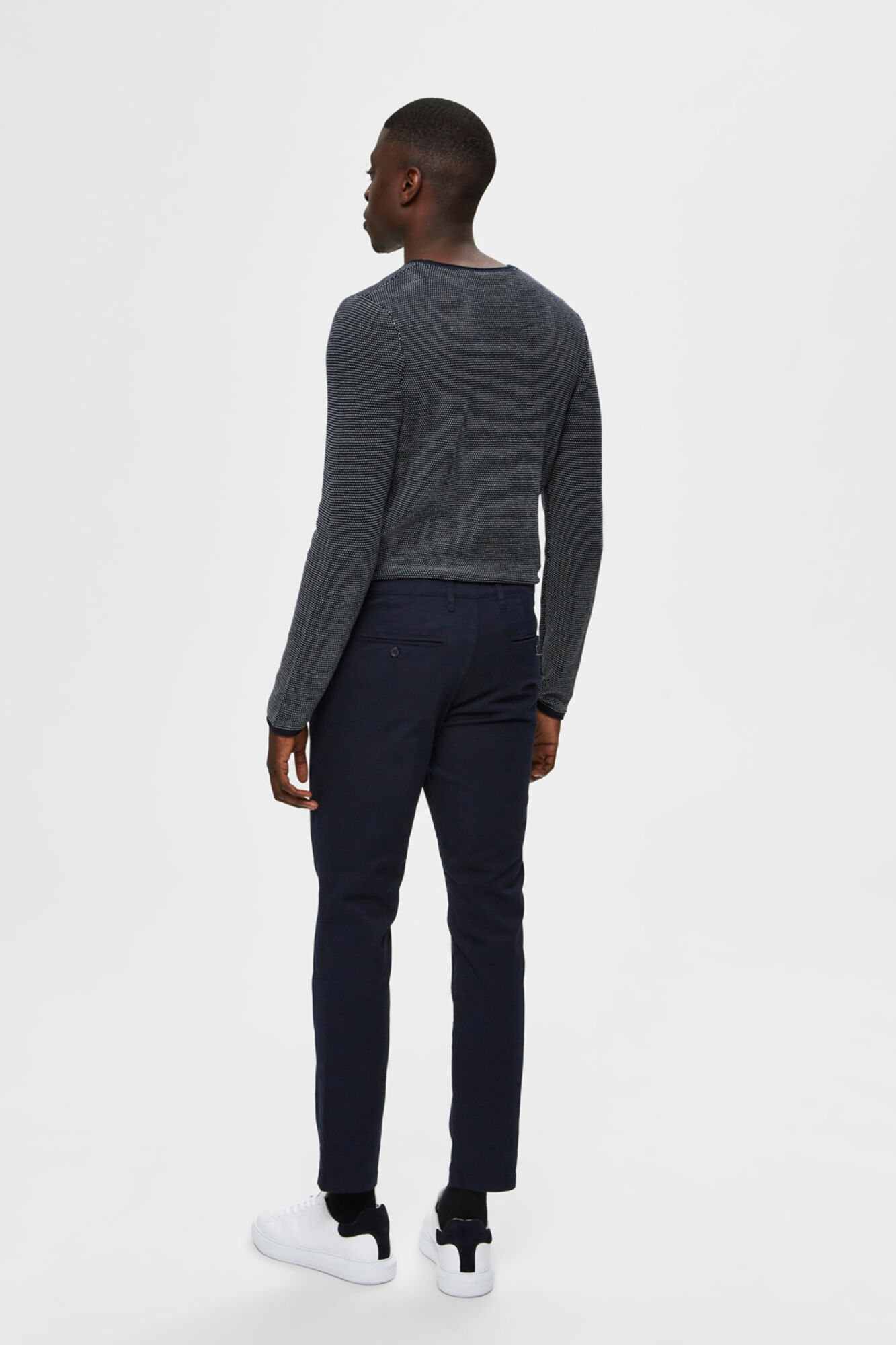 Calça chino comprida slim fit - Azul