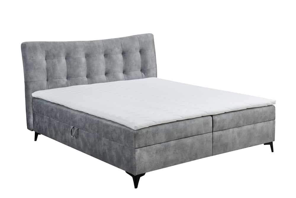 Design Boxbett DECADENCIA 180x200cm silbergrau Samt mit Stauraum Matratze Topper