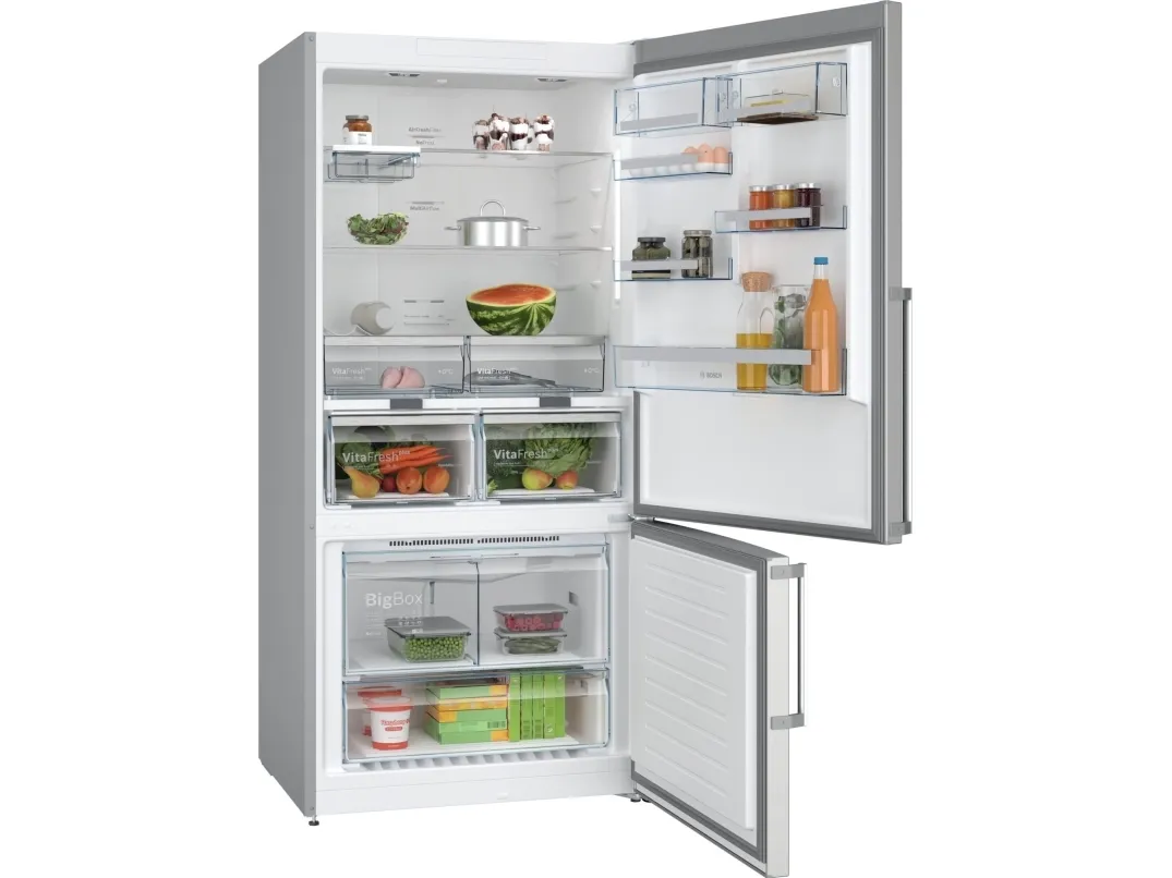 Bosch Serie | 6 KGN86AIDR - Køleskab/fryser - bund-fryser - bredde: 86 cm - dybde: 81 cm - højde: 186 cm - 631 liter - Klasse D - inox-easyclean