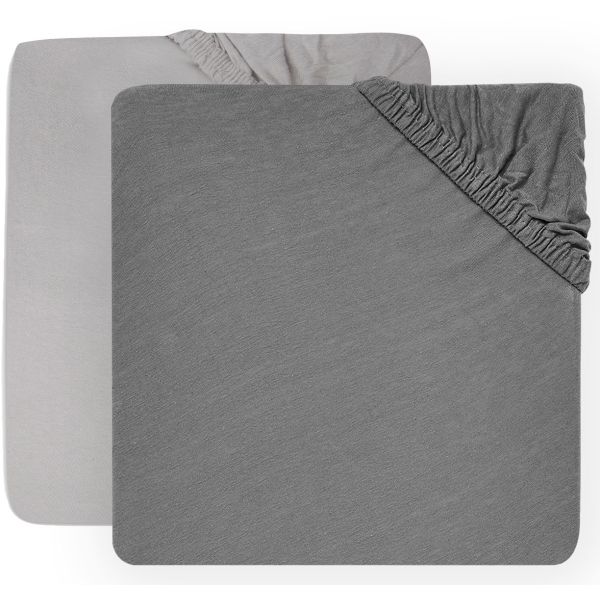 Jollein Ledikanthoeslaken Jersey 60 x 120 cm Soft Grey/Storm Grey 2-pack