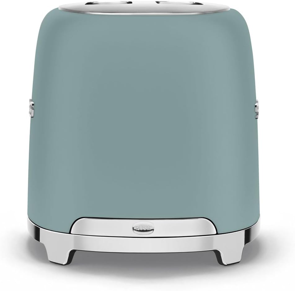 Smeg, 2x2 TSF01EGMEU -Toaster, 2 Schlitze für 2 Scheiben, 6 Vergoldungsniveaus, Heizfunktion, Abtau- und Bagel- Funktion, Sammelschublade, 950W, Grün