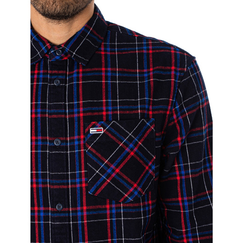 Tommy Jeans - Camisa Clásica A Cuadros Con Bolsillo Multicolor