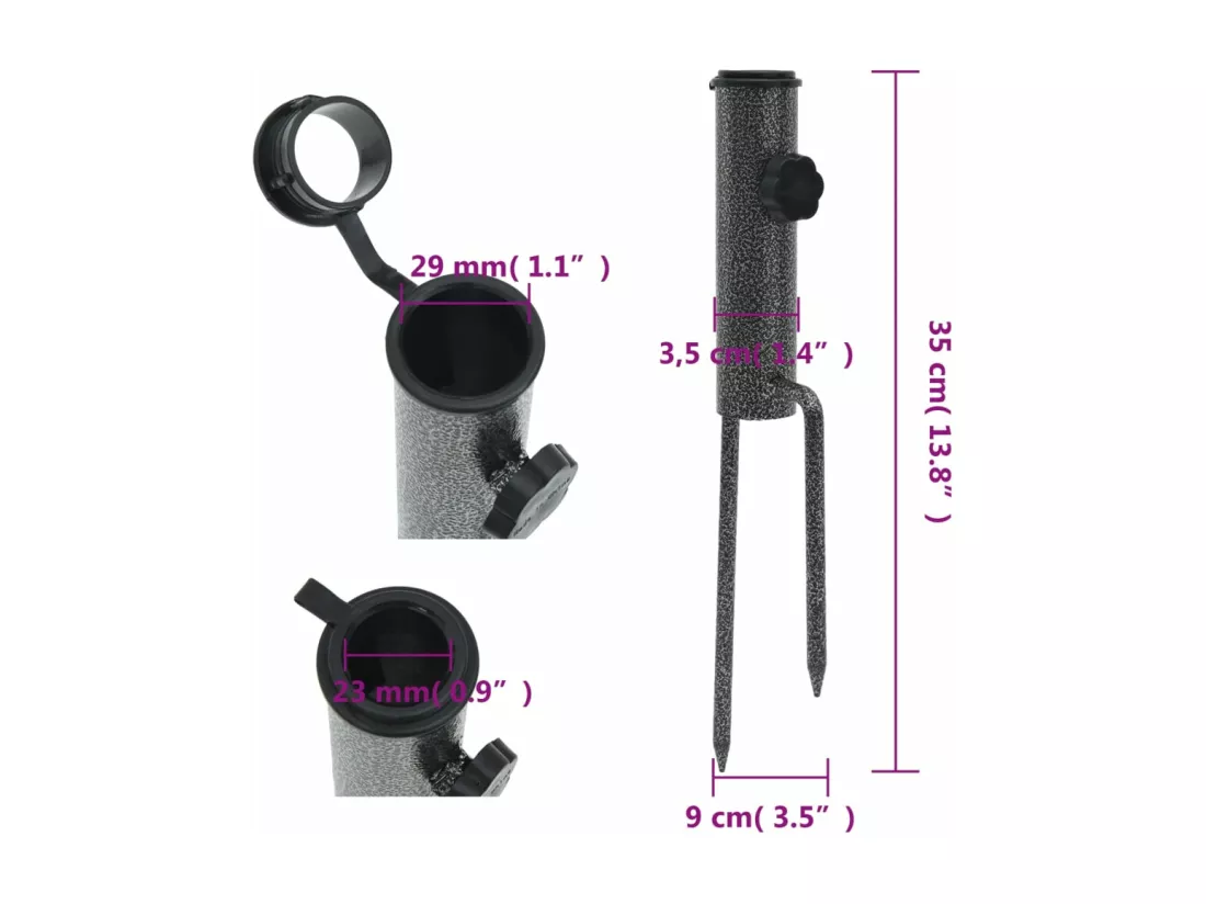 Prolenta Premium - Support de parasol avec piquets 2 pcs 9x35 cm acier galvanisé