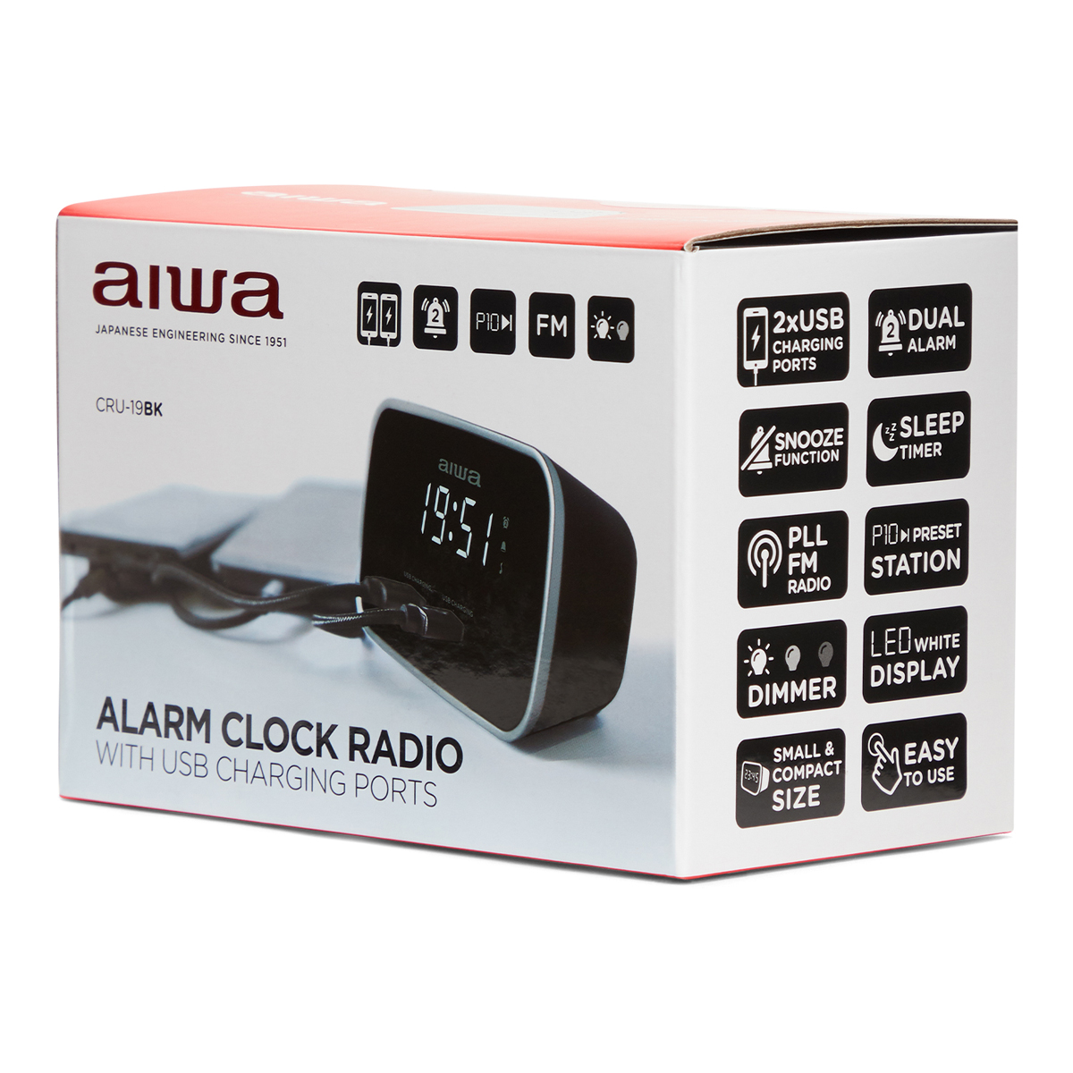 RADIO DESPERTADOR AIWA CRU-19BK PRETO