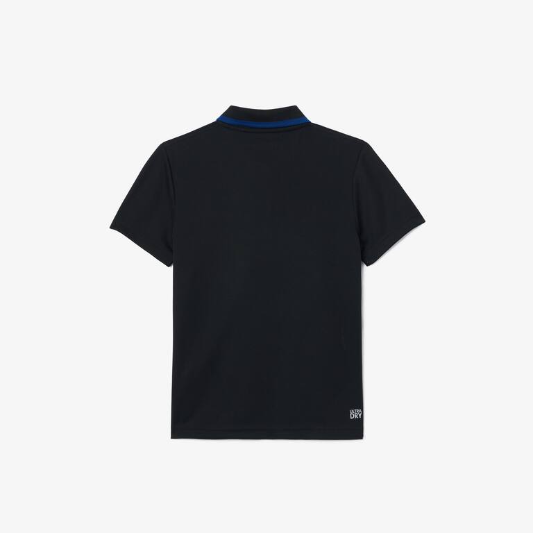 Polo Tennis rayé en piqué Ultra-Dry Polos - Noir - Lacoste - Garçon