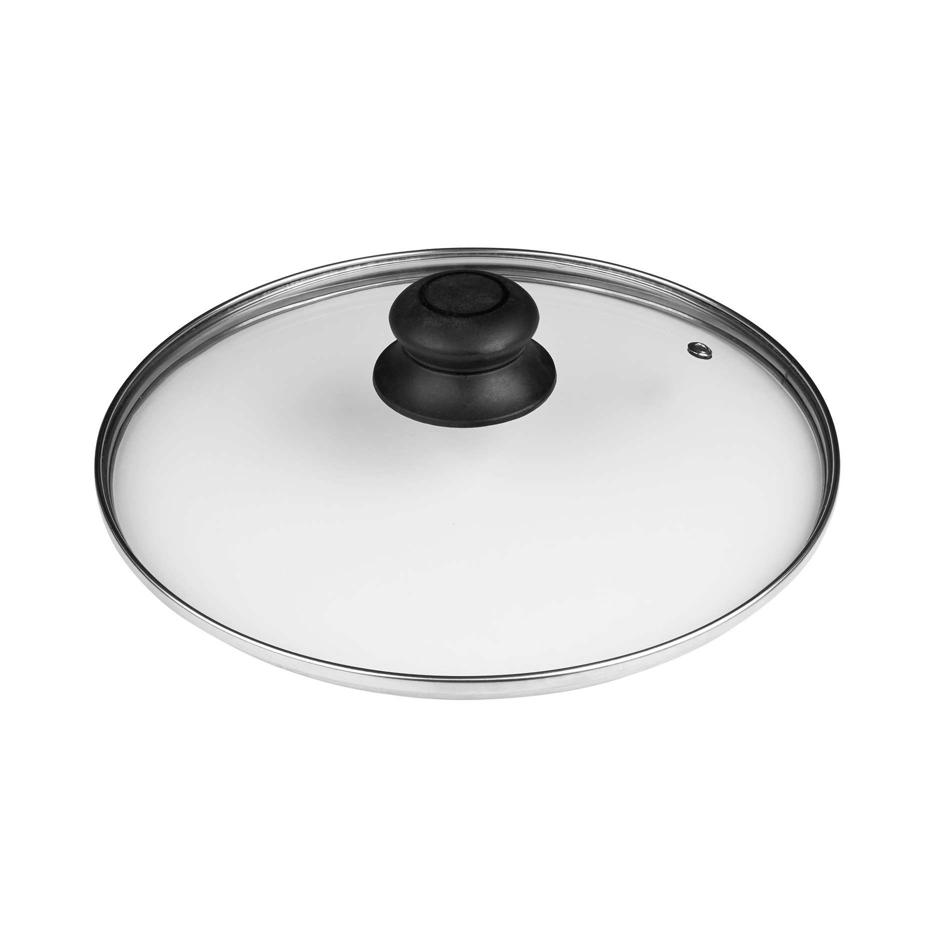 Glasdeckel - transparent-schwarz - Kunststoffknopf - Ø 24 cm
