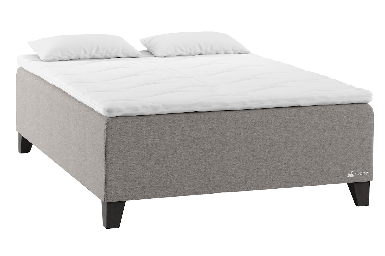 Svane®  Casa Kontinental 150x200 cm Tekstil Moment Ice Grey, Temptation Elastec® overmadrass og Square Leg 14cm Shaded Black