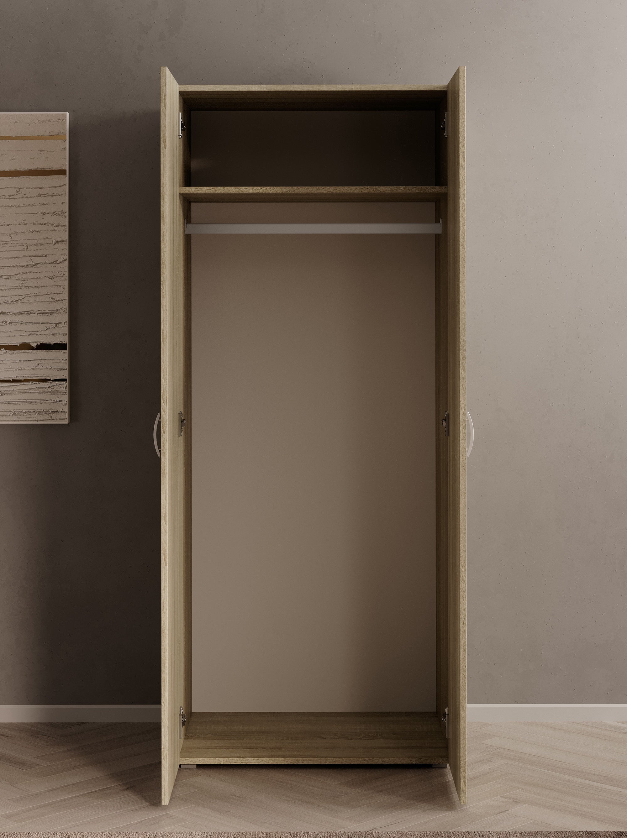 Meubella - Kledingkast Bernd - Licht eiken - 74 cm