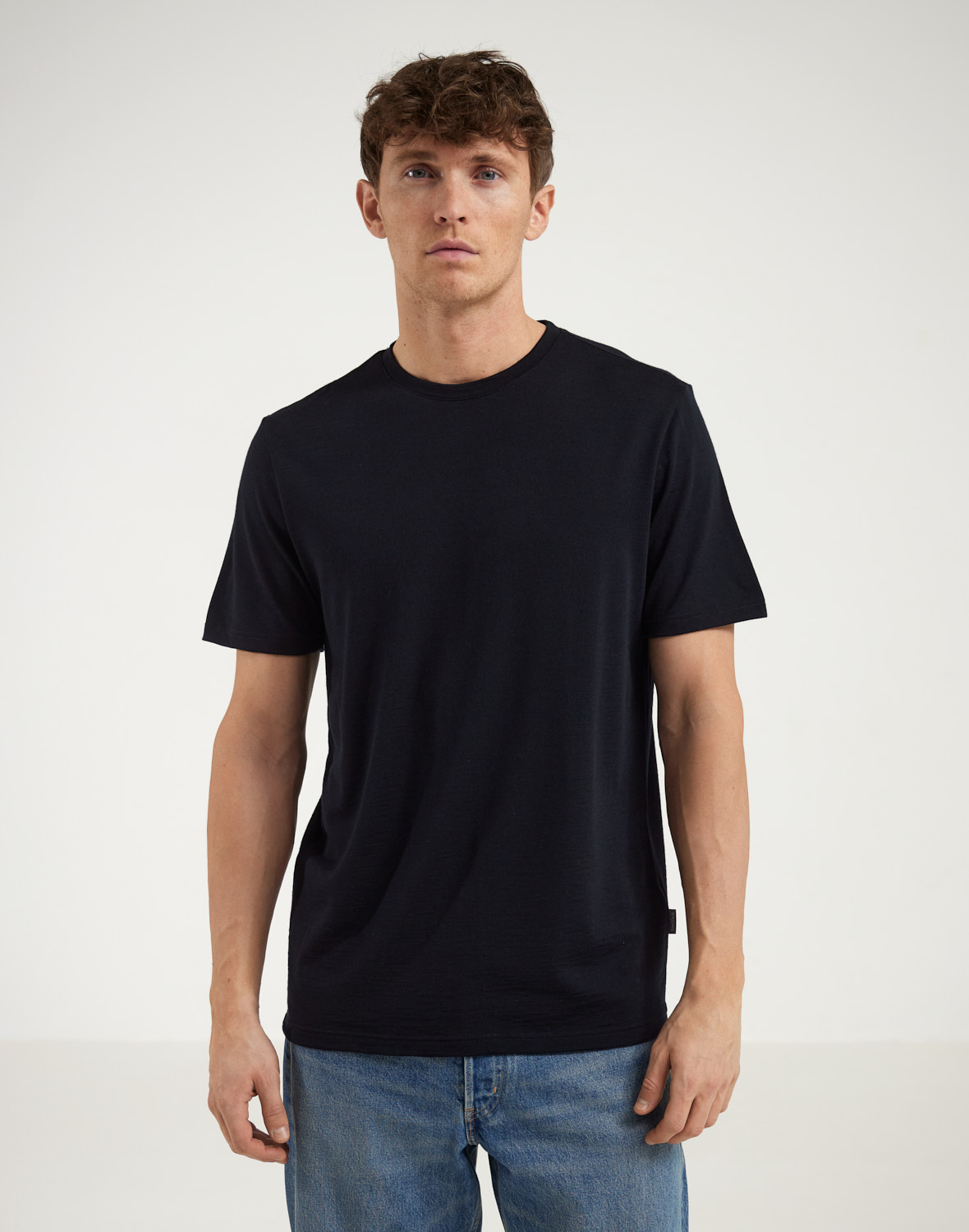T-shirt van merinowol voor heren in Azuurblauw