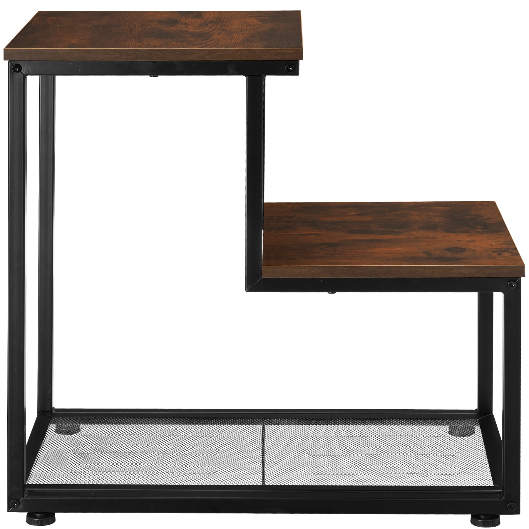 tectake® Beistelltisch, Industrial Style, mit 2 Ablagen und Gitterablage, 60,5 x 35,5 x 60,5 cm