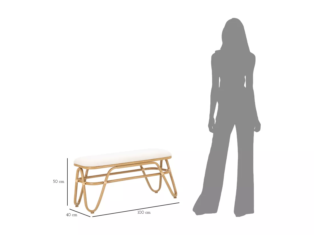 Banc en métal et tissu marron 100x40x50 cm