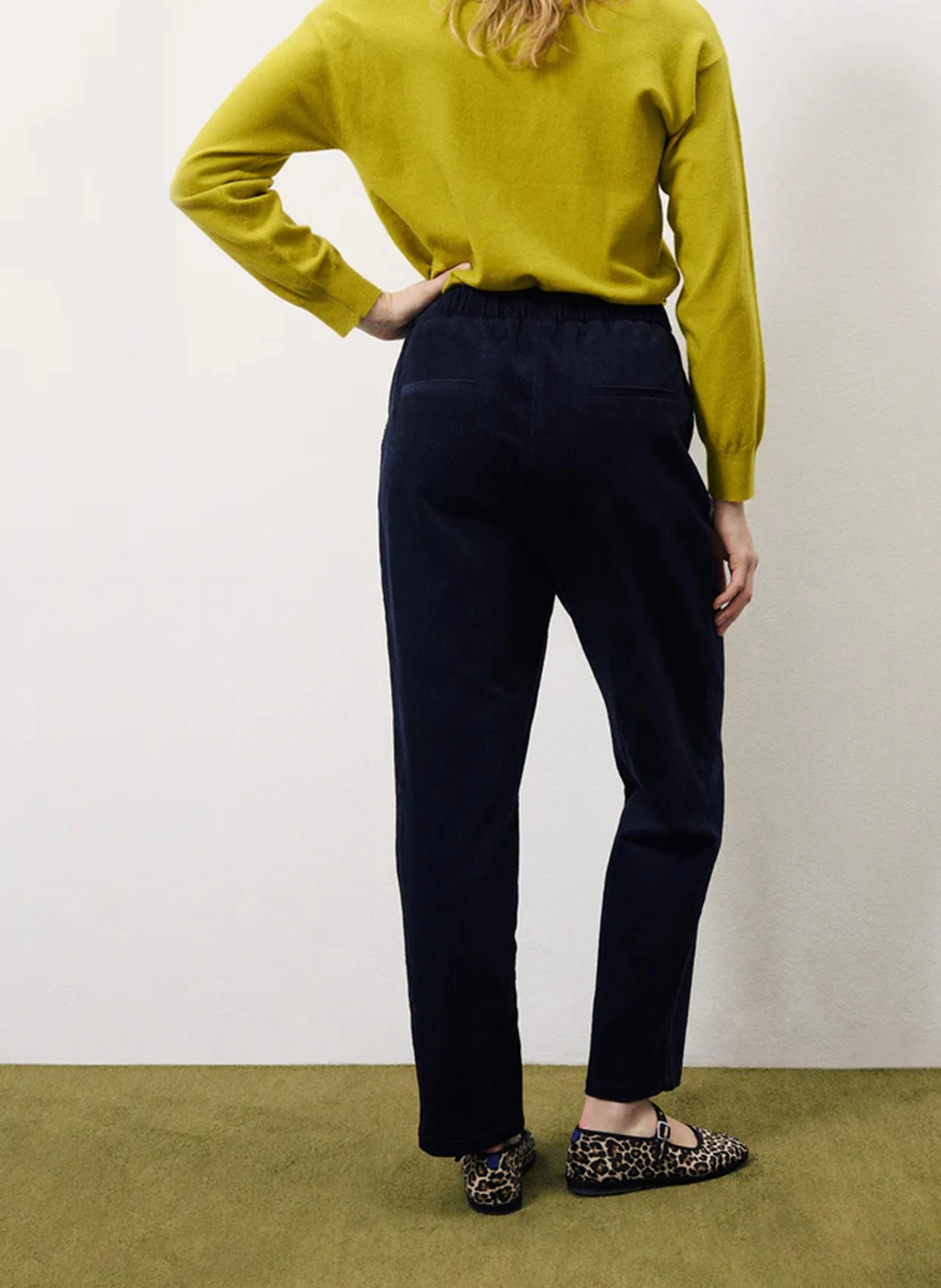 PEROLA - Pantalon droit en velours côtelé | Bleu