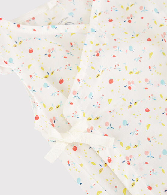 Combicourt fleuri bébé fille en tubique chaine et trame en coton biologique