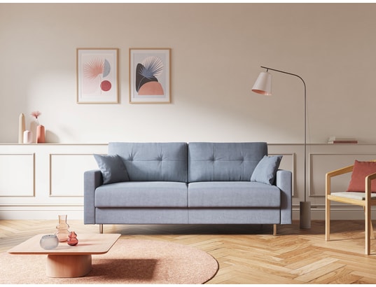 DIVANI.STORE - Canapé lit megan en microfibre creme 3 places maxi