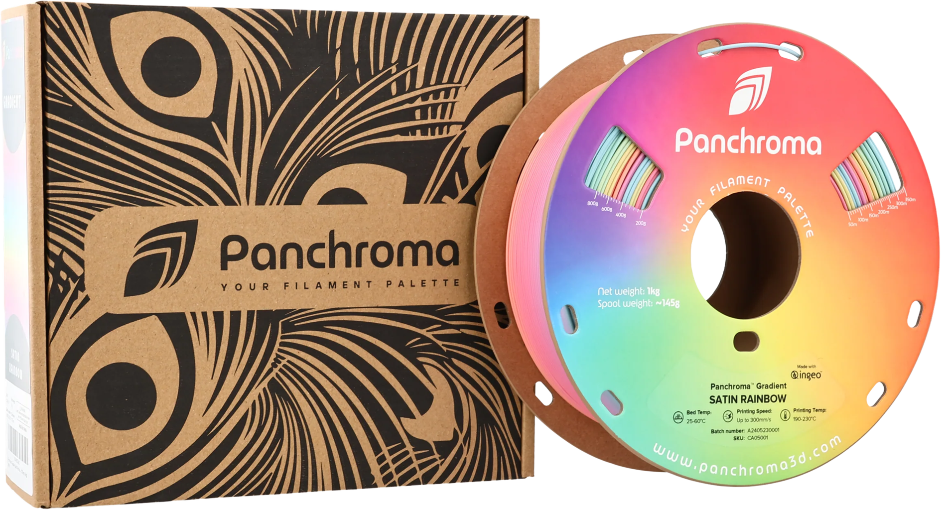 Polymaker  Panchroma™ PLA Gradient Satin Rainbow, 1,75 mm / 1000 g    Ein Farbspektakel in Satin Rainbow
