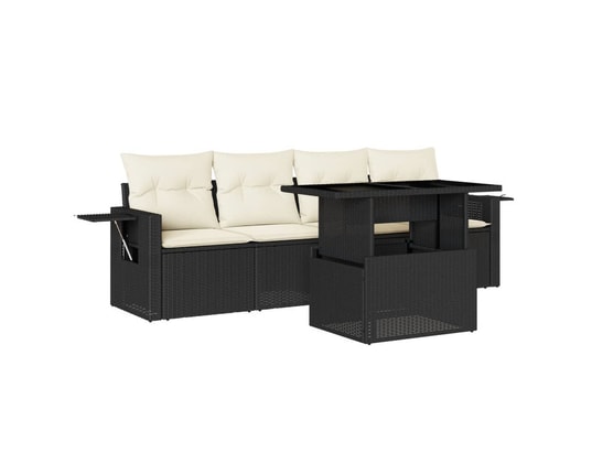 VIDAXL - Salon extérieur Salon de jardin 5 pcs avec coussins noir résine tressée