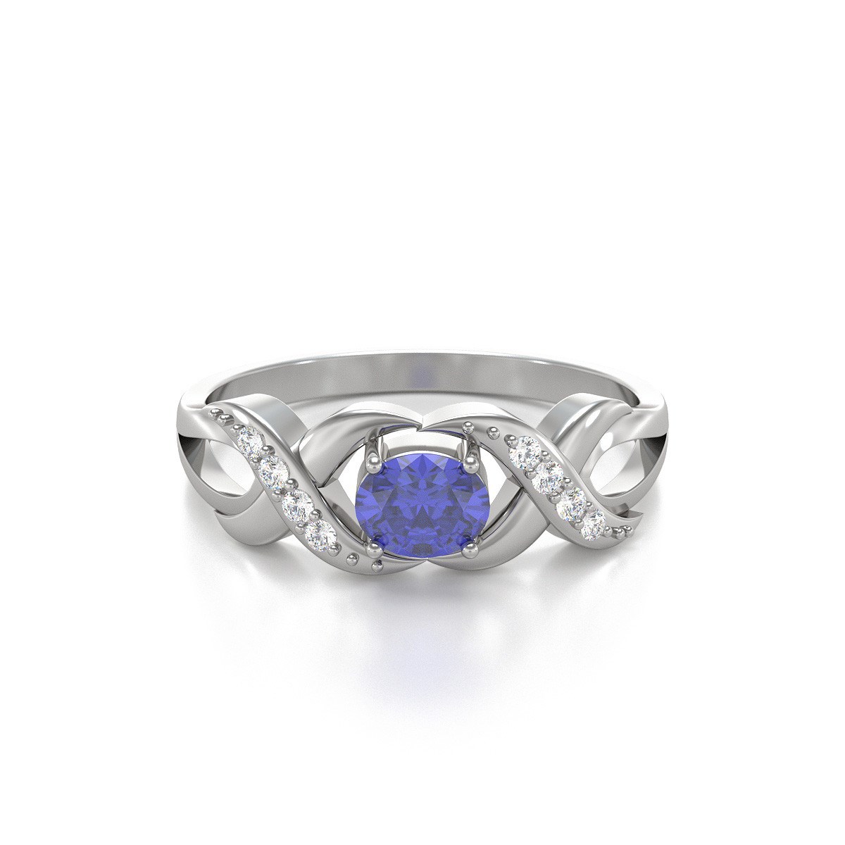 Bague ADEN Tanzanite et diamants sur Argent 925 2.684grs