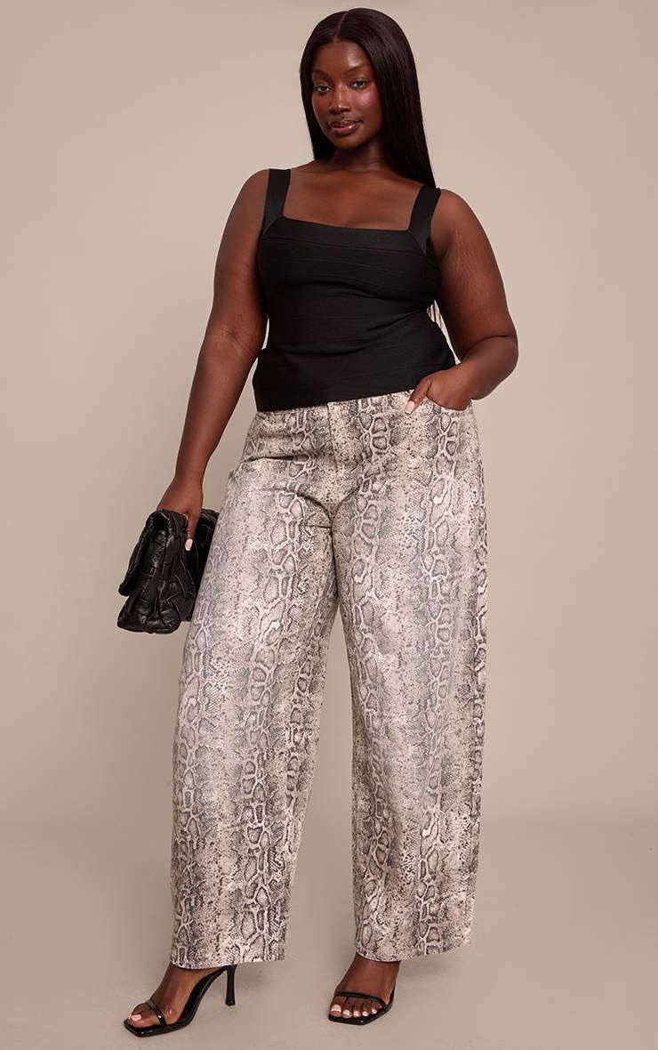 Snake Print Jean Grande Taille À Ourlets Fendus