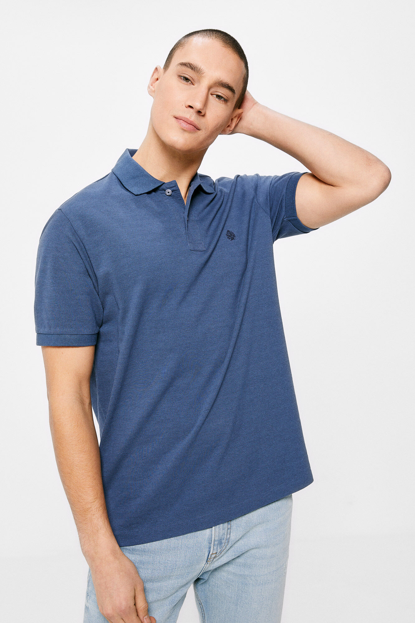 Camisa polo, azul médio