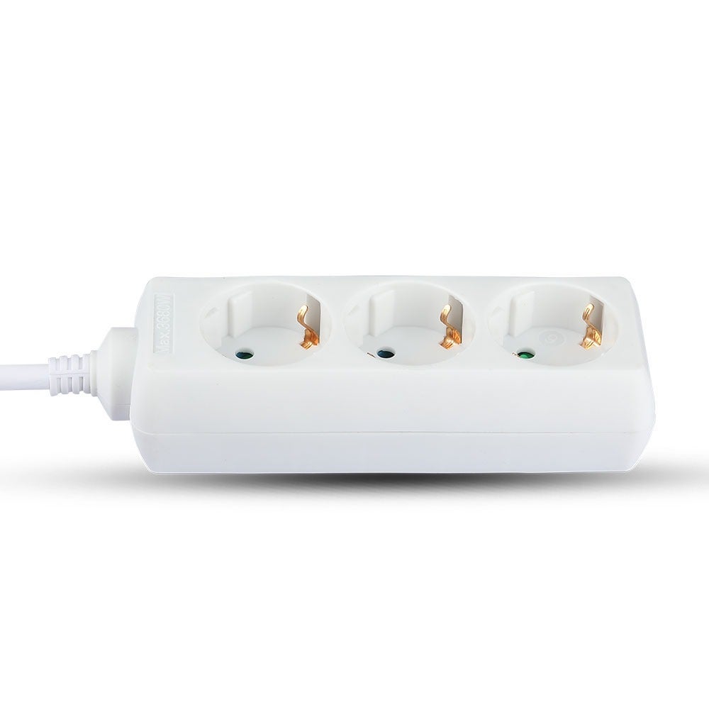 3-voudige stekkerdozen - IP20 - Wit - 3 m draad