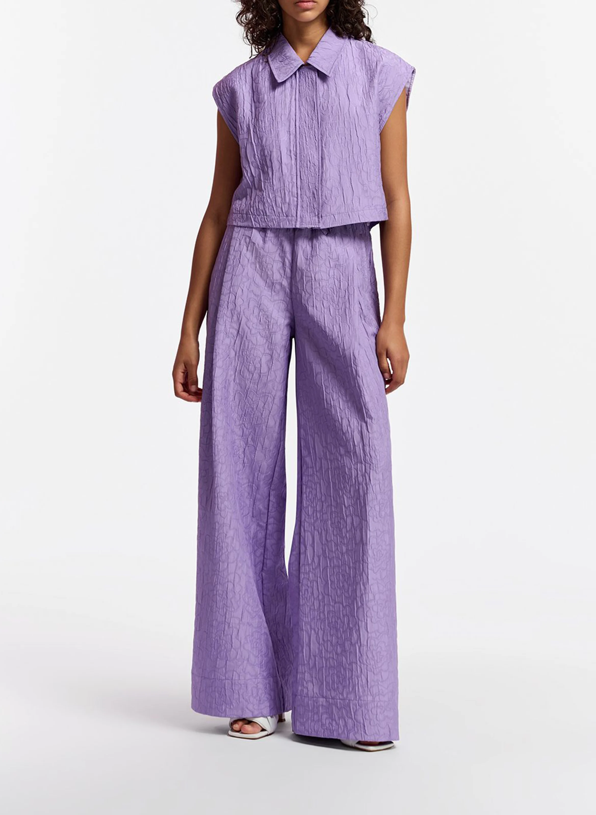 GROUPS - Chemise courte en jacquard fleuri | Violet