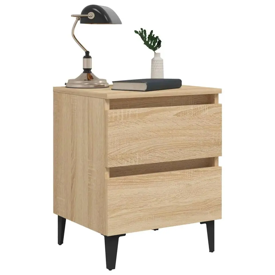 vidaXL - Nachtkastje - Bruin - Bewerkt hout - 2 stuks