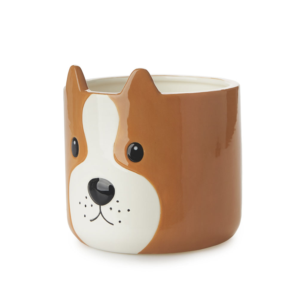 Vaso de flores Balvi Woof, marrom, original, cerâmica, 13,5 x 13,5 x 13,5 cm