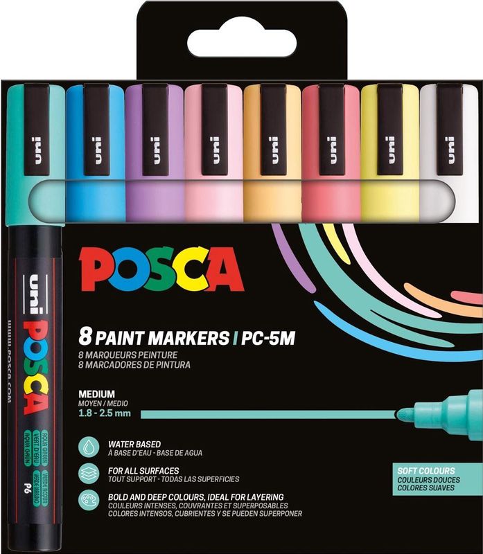 Uni-Ball - POSCA Acrylstiften - 8 Stuks - Diverse Kleuren - Permanente Marker