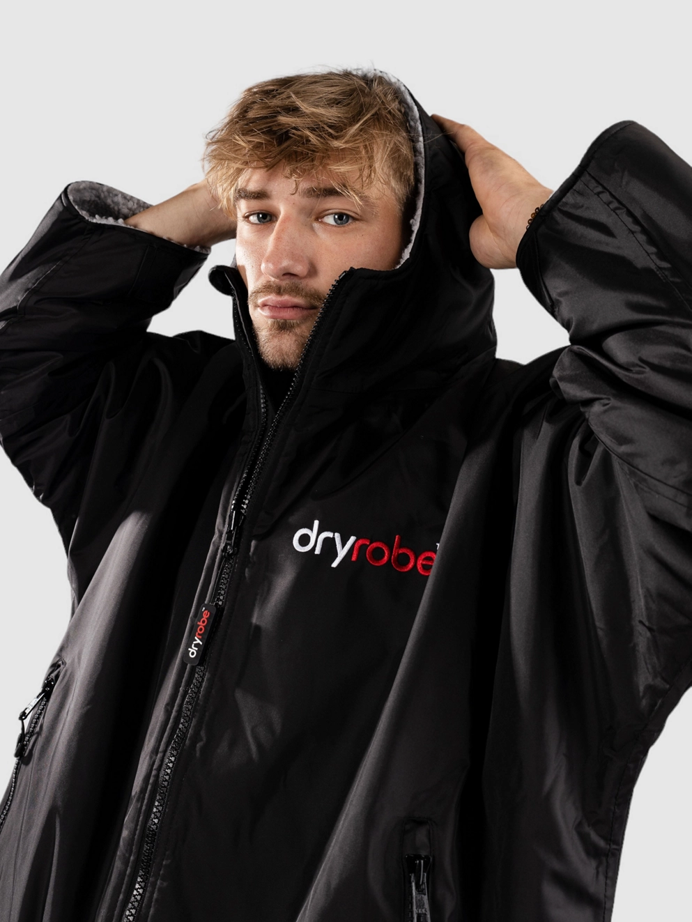 Dryrobe Advance Adults Small Long Sleeve Surf Poncho blk/grey