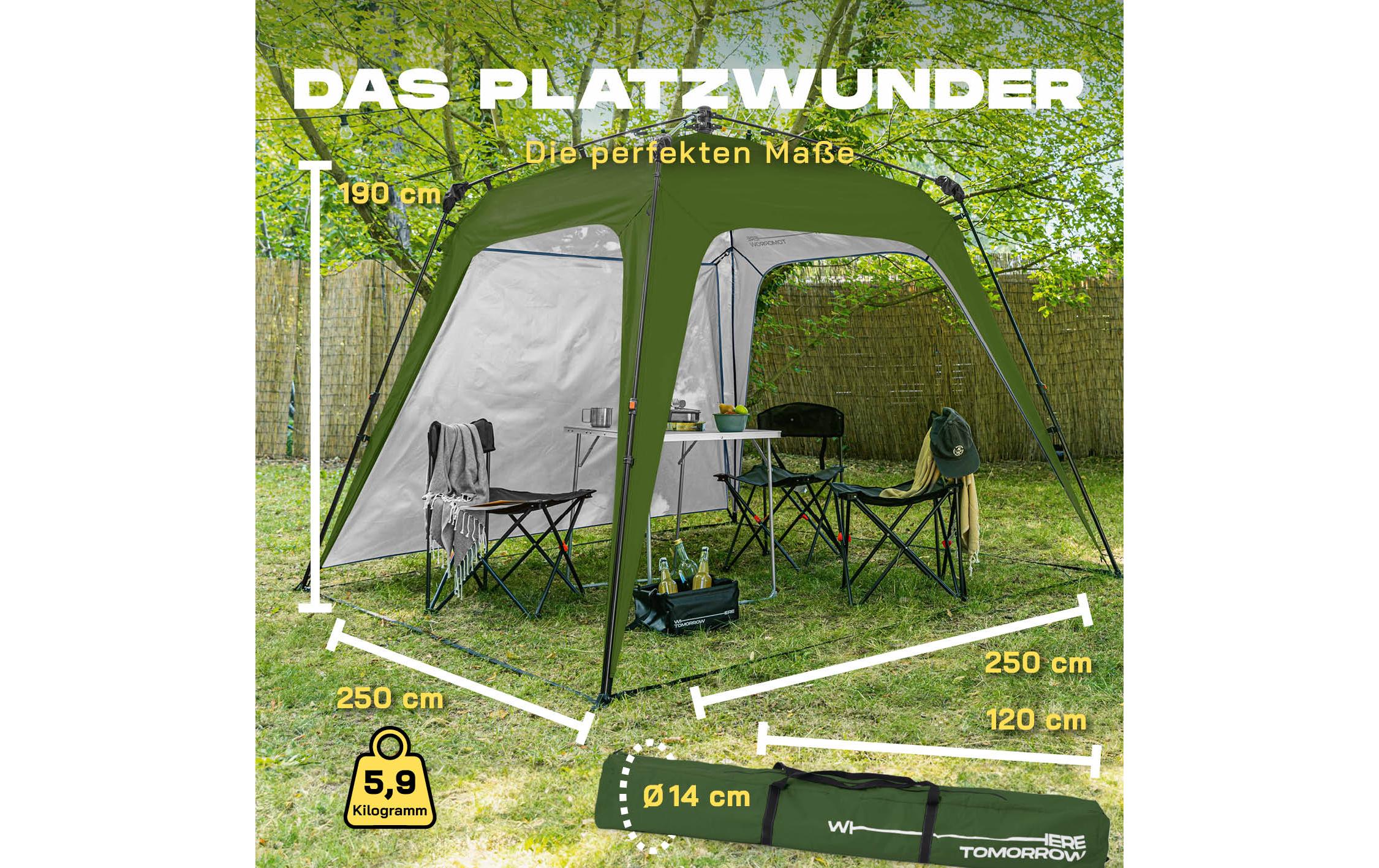 Pavillon Pop Up - Dunkelgrün<br>Outdoor-Pavillon mit Seitenschutz