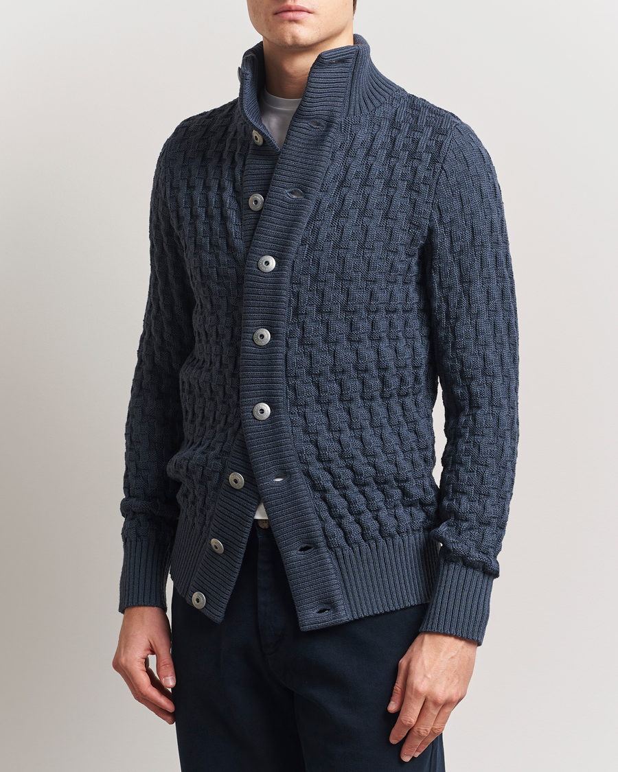 S.N.S. Herning Stark Cable Cardigan Faded Mineral Blue