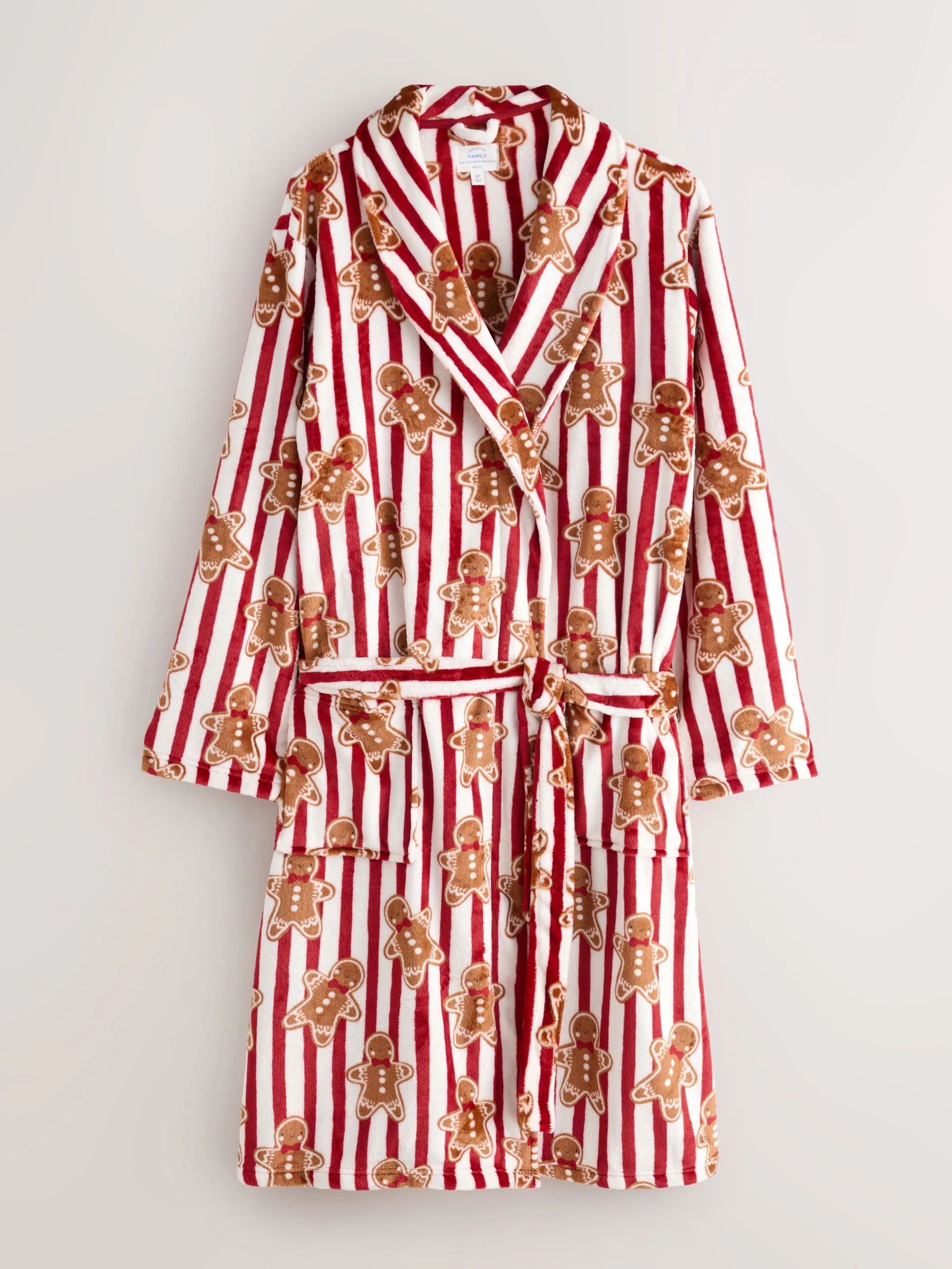 Rood met peperkoekprint - Bijpassende Familie Kerstmis Behaaglijke Fleece Badjas