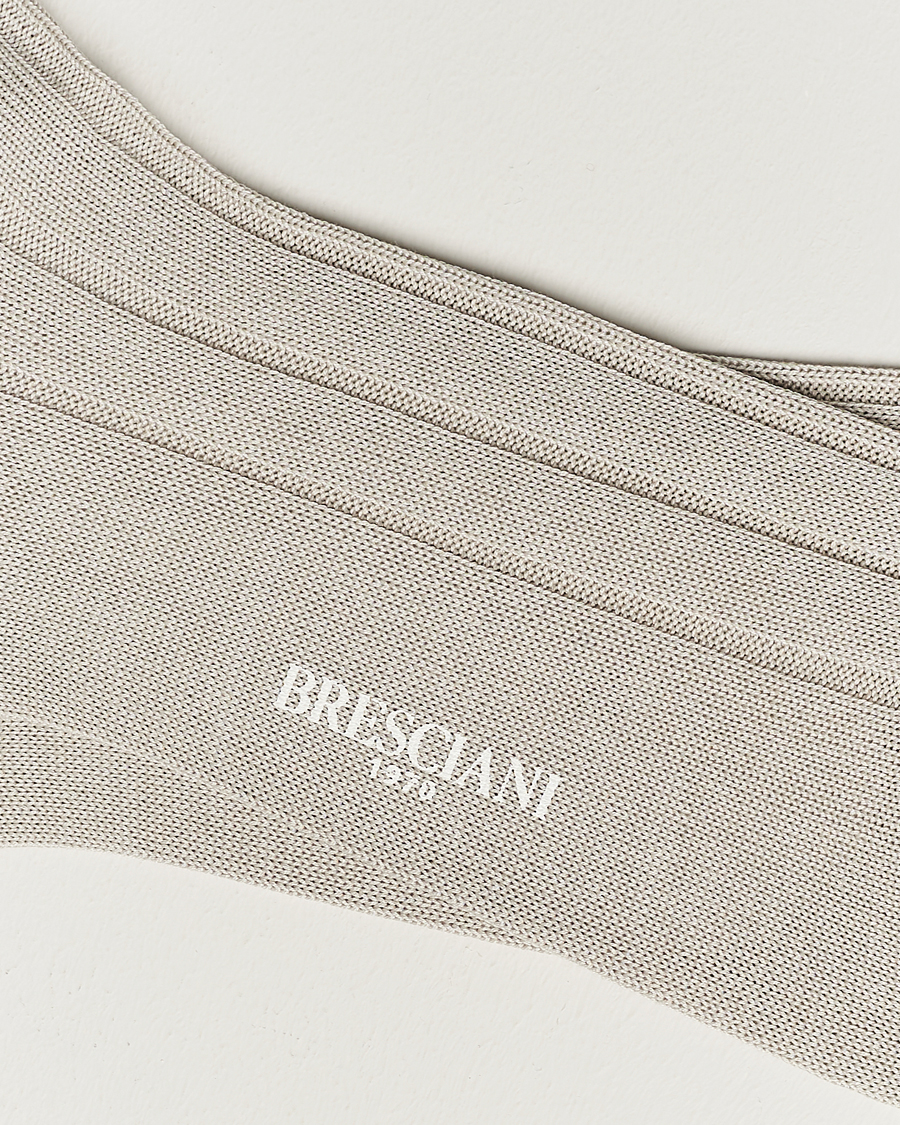 Bresciani Wide Ribbed Cotton Socks Off White