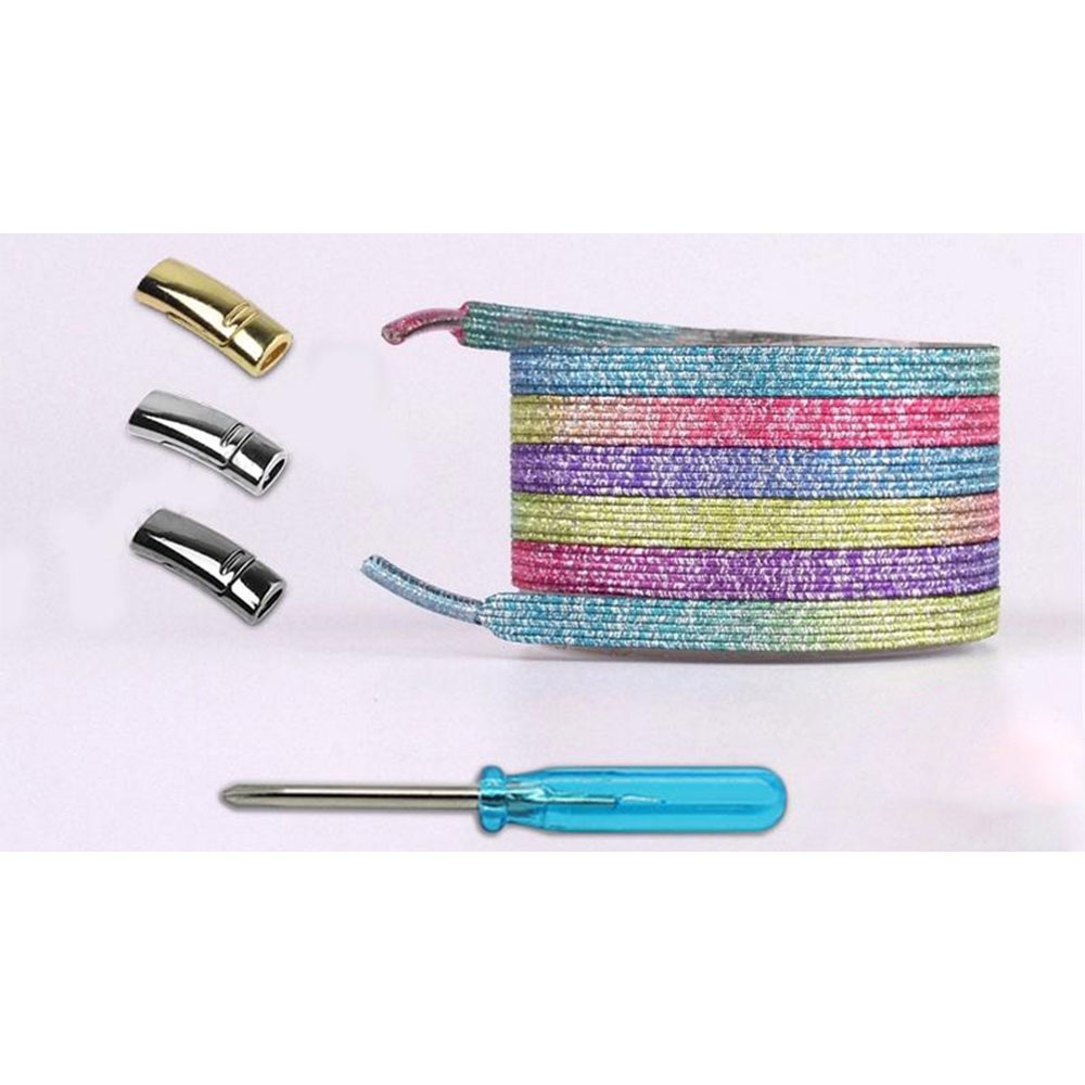 (1 Paar) 110cm Elastische Schnürsenkel Schuhbändel mit Magnetverschluss - Bunt (Glitzer)