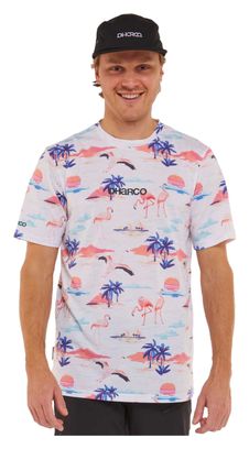 T-Shirt Technique Manches Courtes Dharco Jessie Blanc/Flamands Roses
