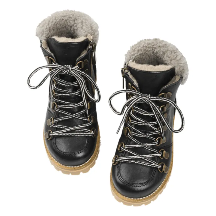 Petit Nord Boots Fourrées Lacets | Noir