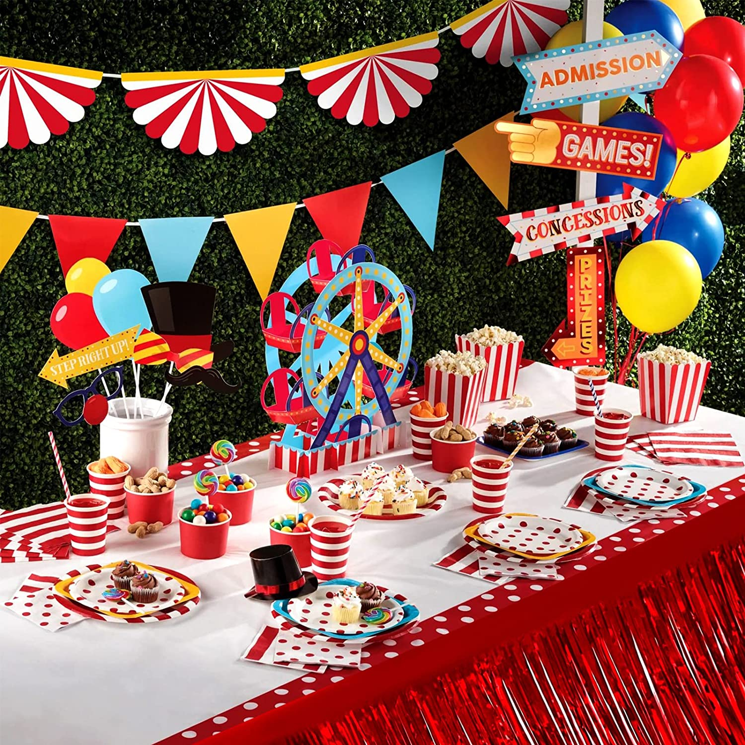 (275x75cm) Party Tisch Deko Metallic Lametta Vorhang Glänzender Fransen Vorhang für Apéro / Esstisch - Rot