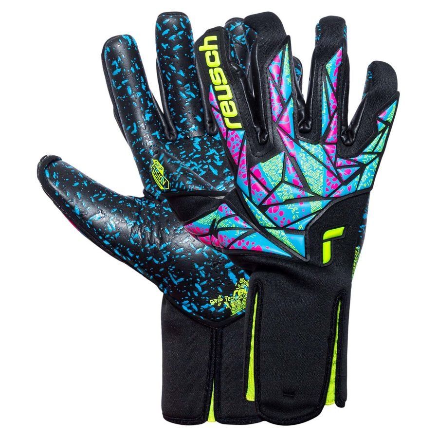 Reusch Gants de Gardien Attrakt Fusion Strapless - Noir/Jaune/Vert/Bleu